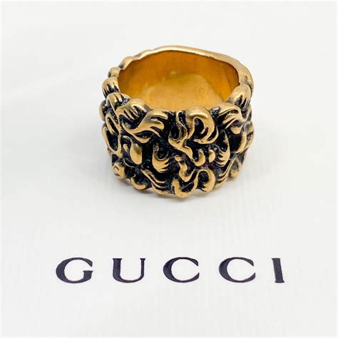 gucci ring gold lion|gucci lion mane ring.